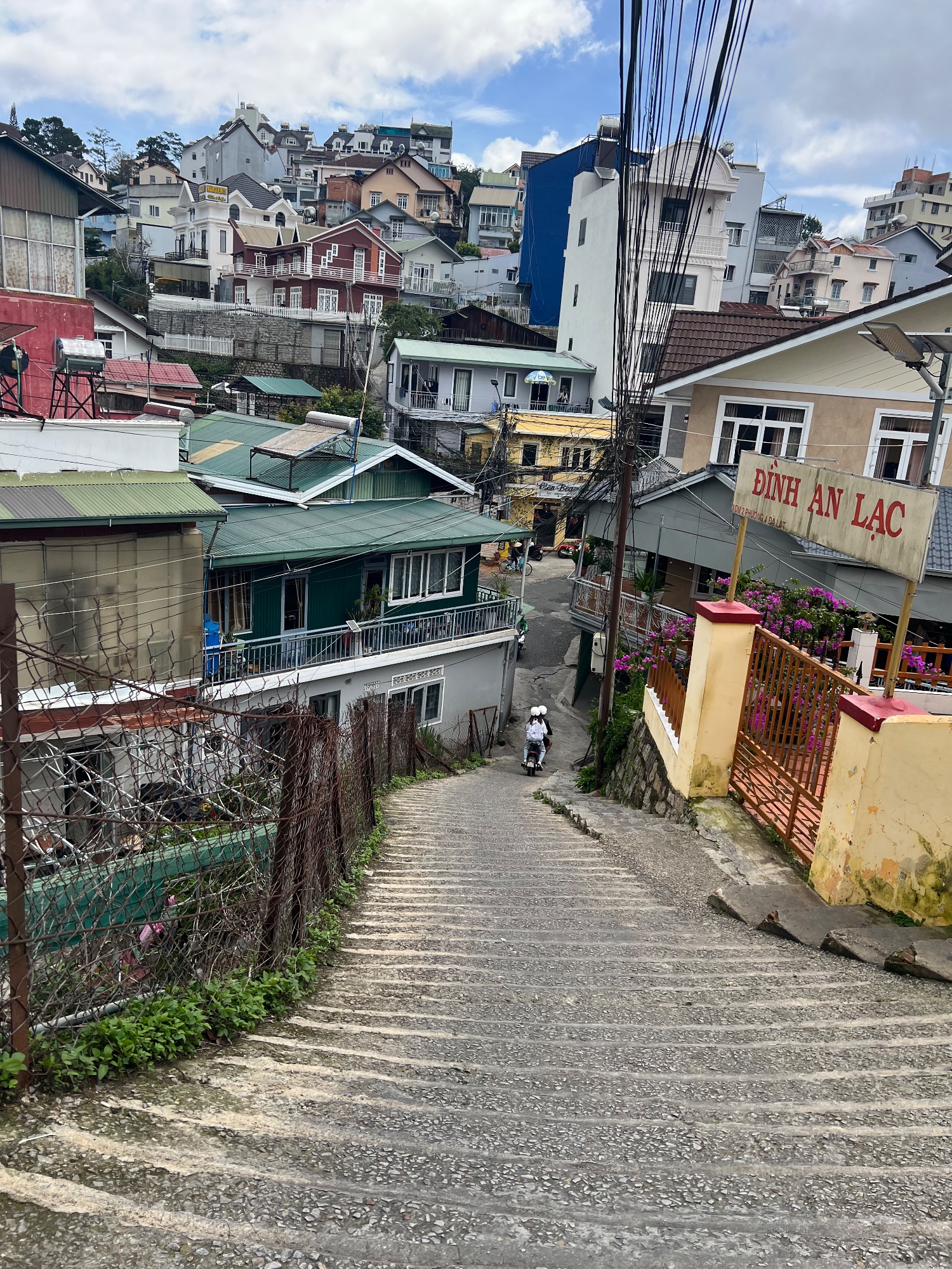 One of these very steep streets in Da Lat
