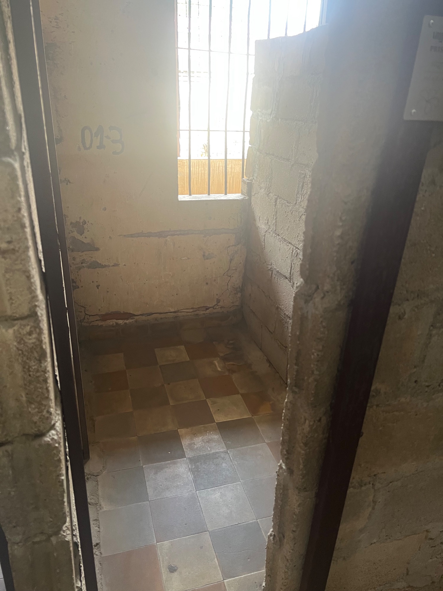 Individualy cells were crudely setup in the former class rooms.