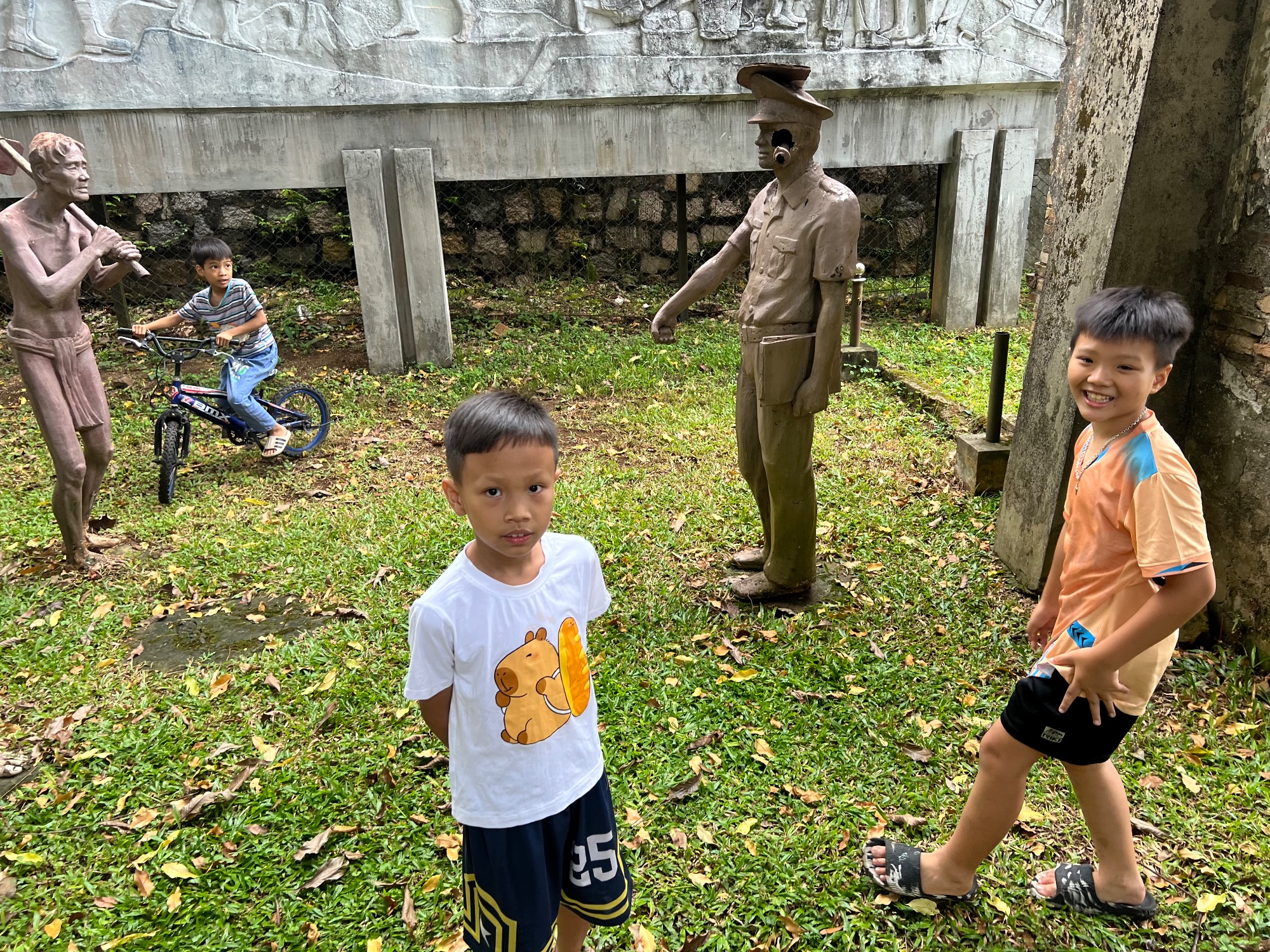 Of course surrounded by kids.