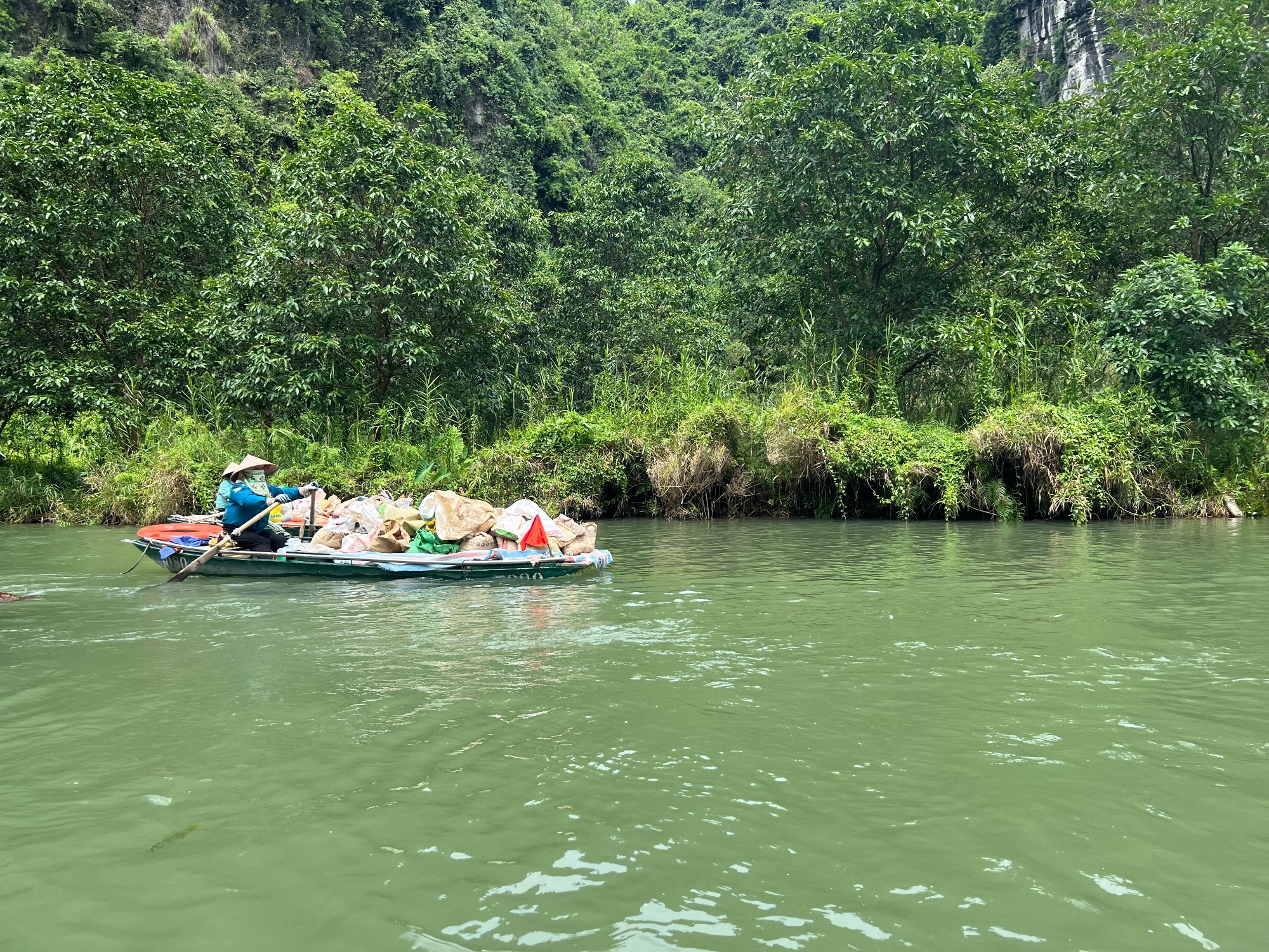 Ninh Binh is highly prtoected. So much so that even actual construction crews transport their material with manual rowing.
