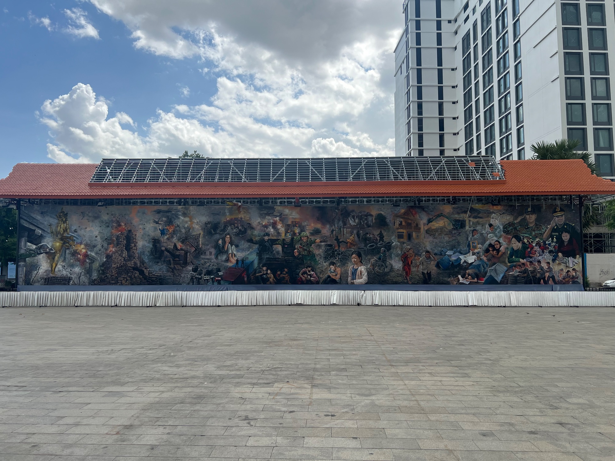 A murial depicting the Cambodia's perspective on the current Thai Cambodia conflict.