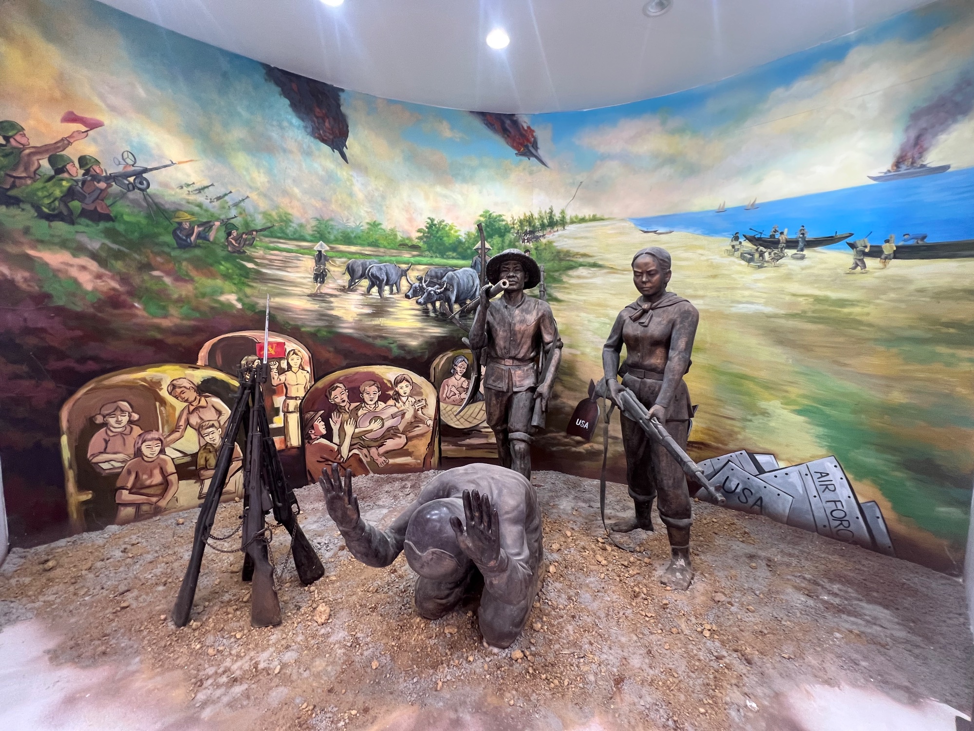 capturing an American pilot. Note the background paintings.